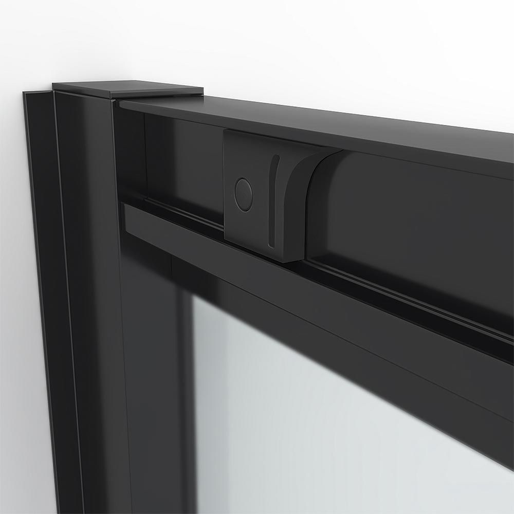 Mampara de ducha frontal FLARE 1 fijo -1 puerta corredera cristal mate. Sin perfil inferior. Acabado NEGRO MATE - Imagen 4