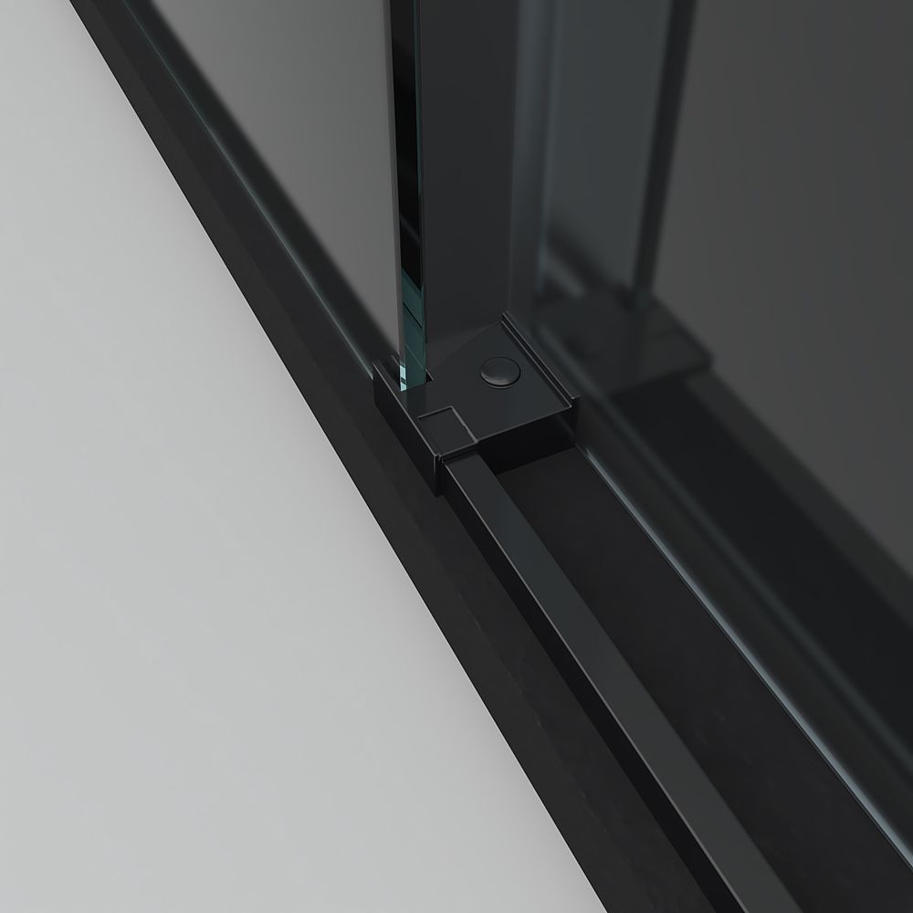 Mampara de ducha frontal FLARE 1 fijo -1 puerta corredera cristal mate. Sin perfil inferior. Acabado NEGRO MATE - Imagen 5