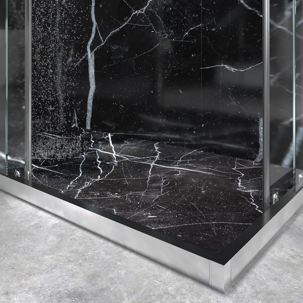 Mampara de ducha rectangular FRAME apertura angular 2 fijos-2 puertas correderas. Vidrio 6 mm templado seguridad. Acabado CROMO BRILLO - Imagen 3