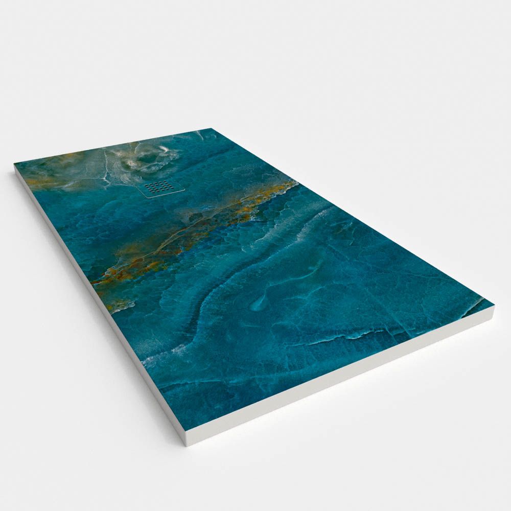 Plato de ducha resina textura pizarra. Efecto en Mármol Blue - antideslizante STONE 3D moderno - Imagen 2
