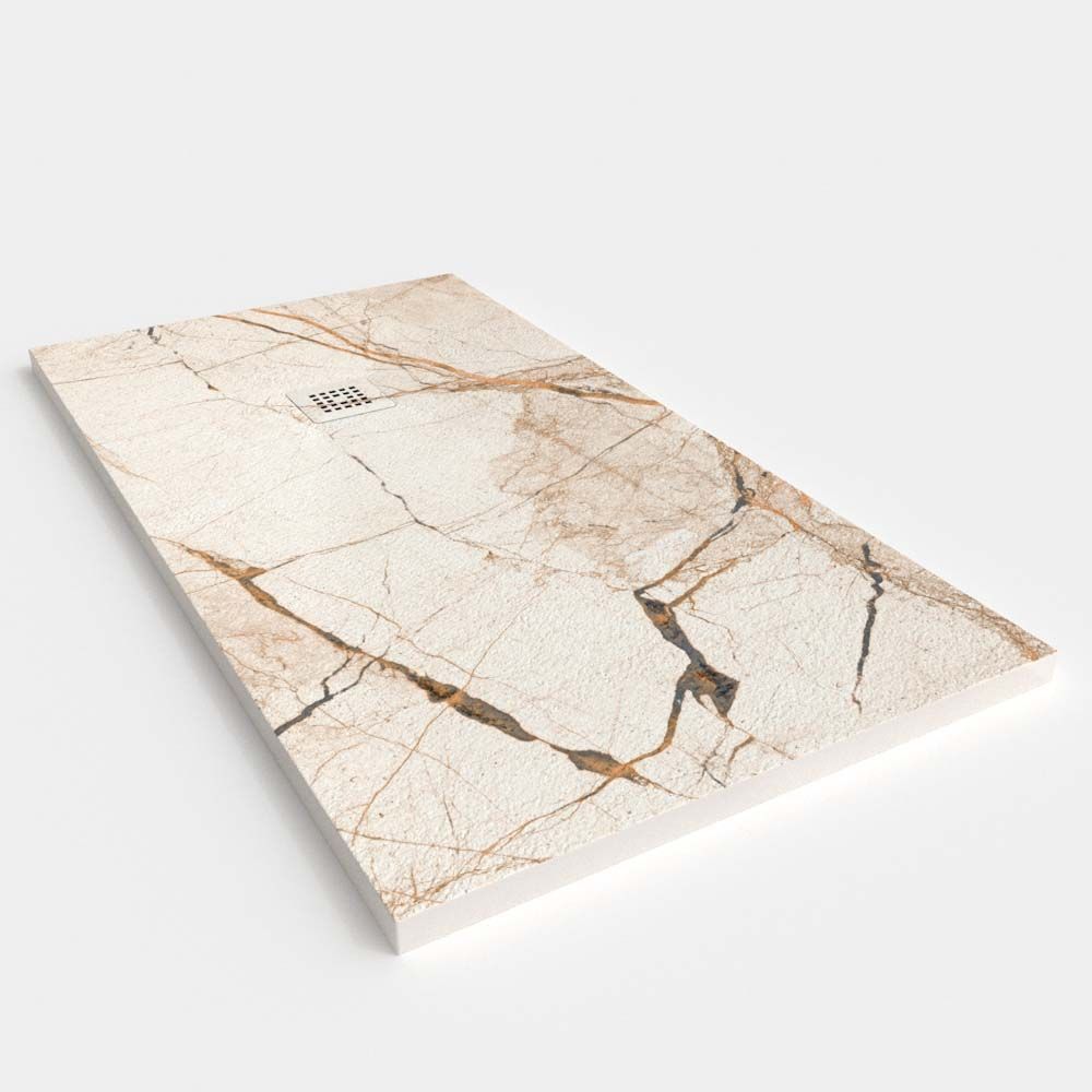 Plato de ducha resina textura pizarra. Efecto en Mármol Broullie - antideslizante STONE 3D moderno - Imagen 2