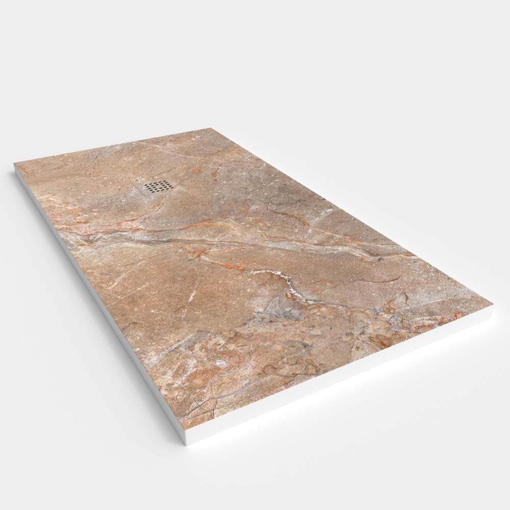 Plato de ducha resina textura pizarra. Efecto en Mármol Coralito - antideslizante STONE 3D moderno - Imagen 2