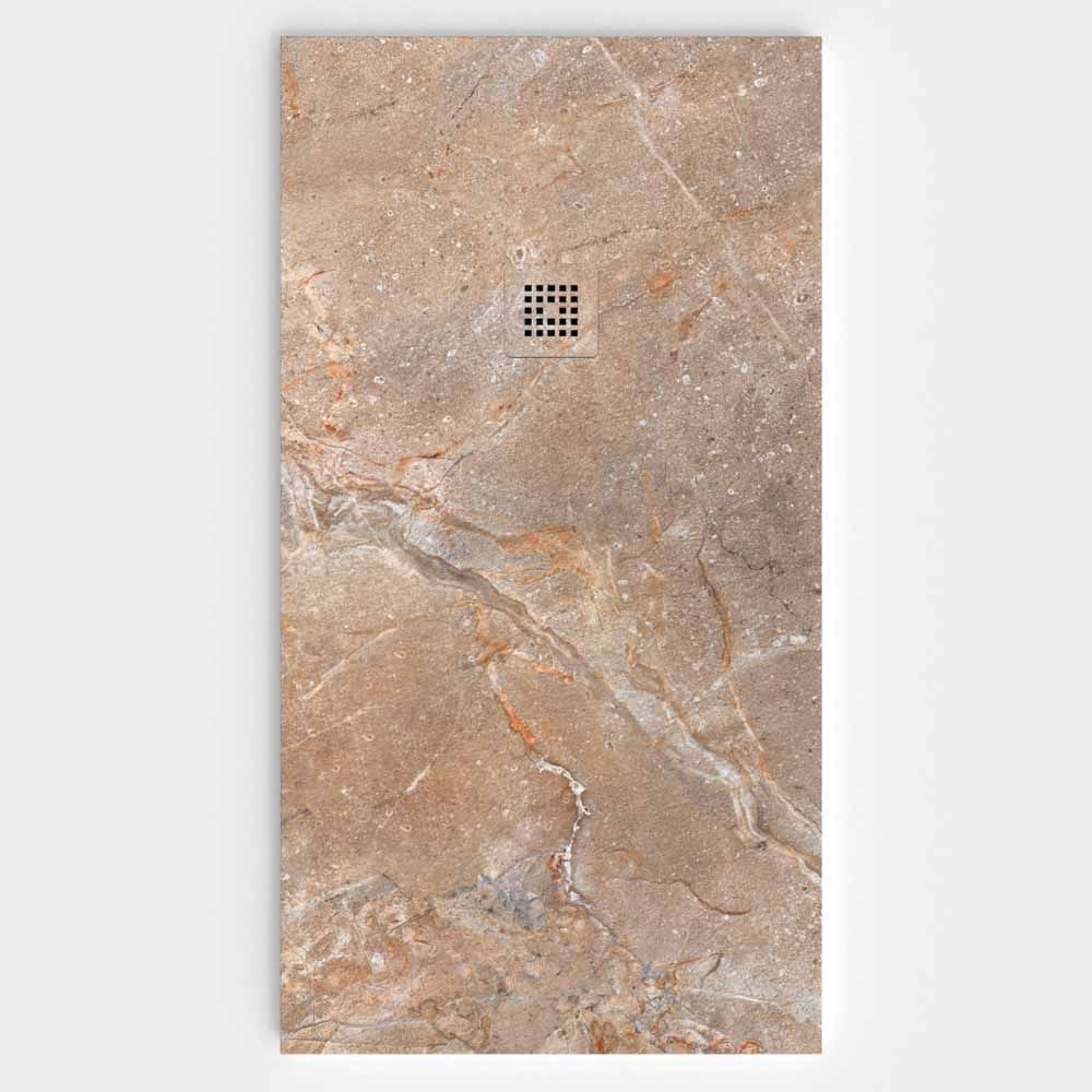 Plato de ducha resina textura pizarra. Efecto en Mármol Coralito - antideslizante STONE 3D moderno