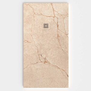 Plato de ducha resina textura pizarra. Efecto en Mármol Crema - antideslizante STONE 3D moderno