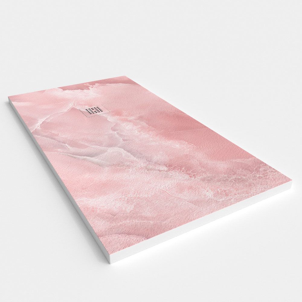 Plato de ducha resina textura pizarra. Efecto en Mármol Rosato - antideslizante STONE 3D moderno - Imagen 2