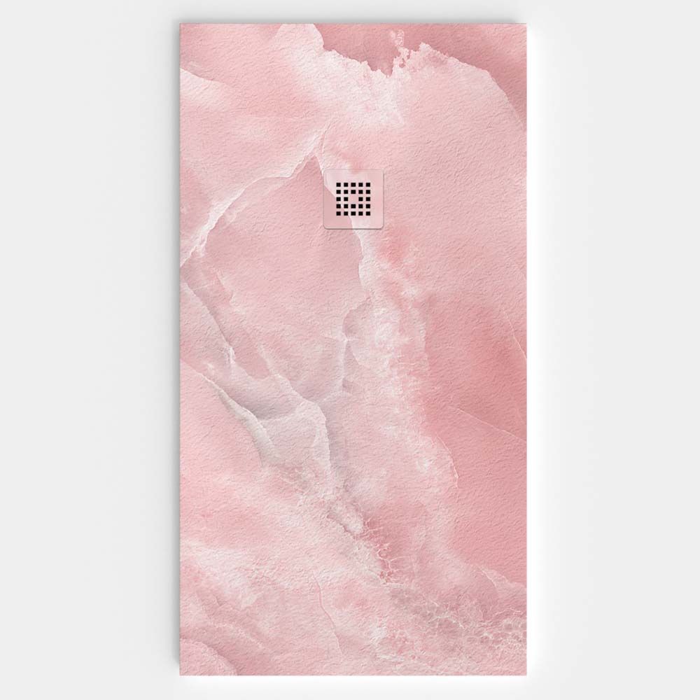 Plato de ducha resina textura pizarra. Efecto en Mármol Rosato - antideslizante STONE 3D moderno