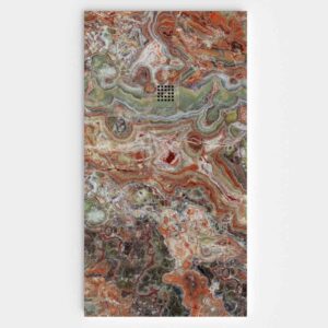 Plato de ducha resina textura pizarra. Efecto en Mármol Thasos - antideslizante STONE 3D moderno