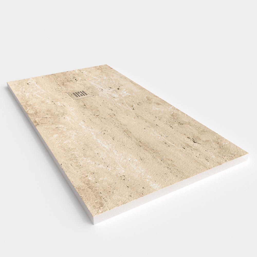 Plato de ducha resina textura pizarra. Efecto en Mármol Travertino - antideslizante STONE 3D moderno - Imagen 2