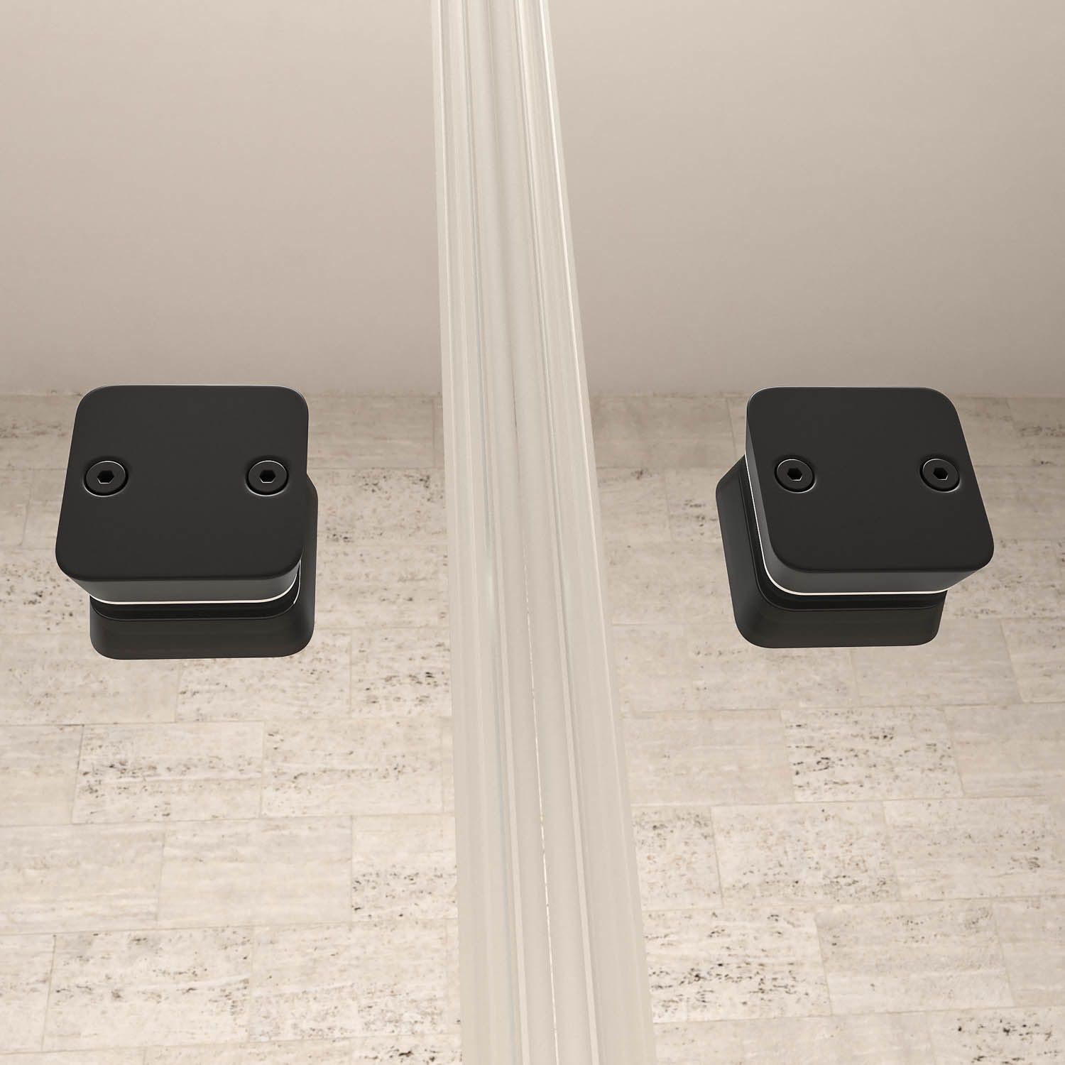 Mampara de ducha frontal LIFE 2 fijos + 2 puertas correderas vidrio 8 mm con cierre amortiguado. Acabado NEGRO MATE - Imagen 7