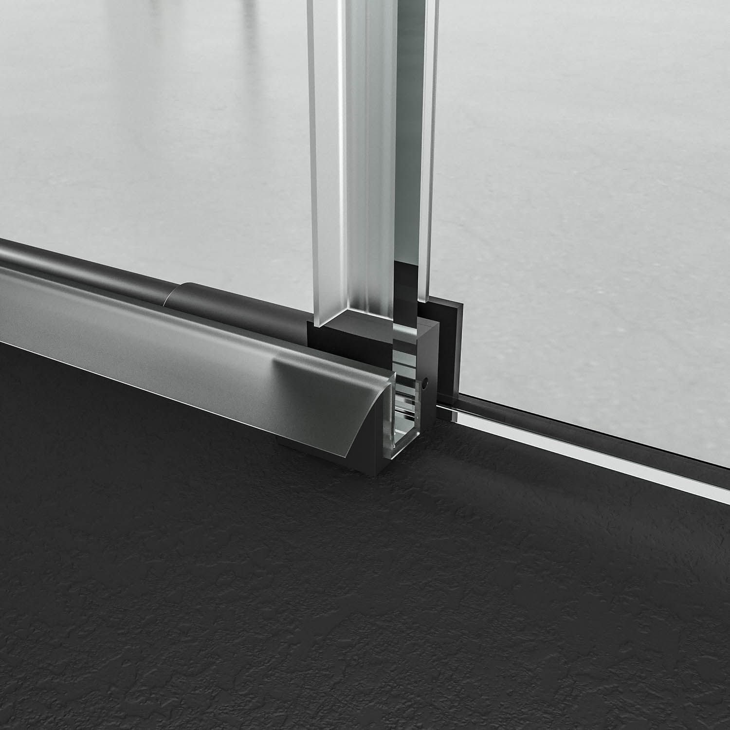 Mampara de ducha frontal LIFE 1 fijo + 1 puerta corredera Serigrafiada vidrio 8 mm con cierre amortiguado. Acabado NEGRO MATE - Imagen 5