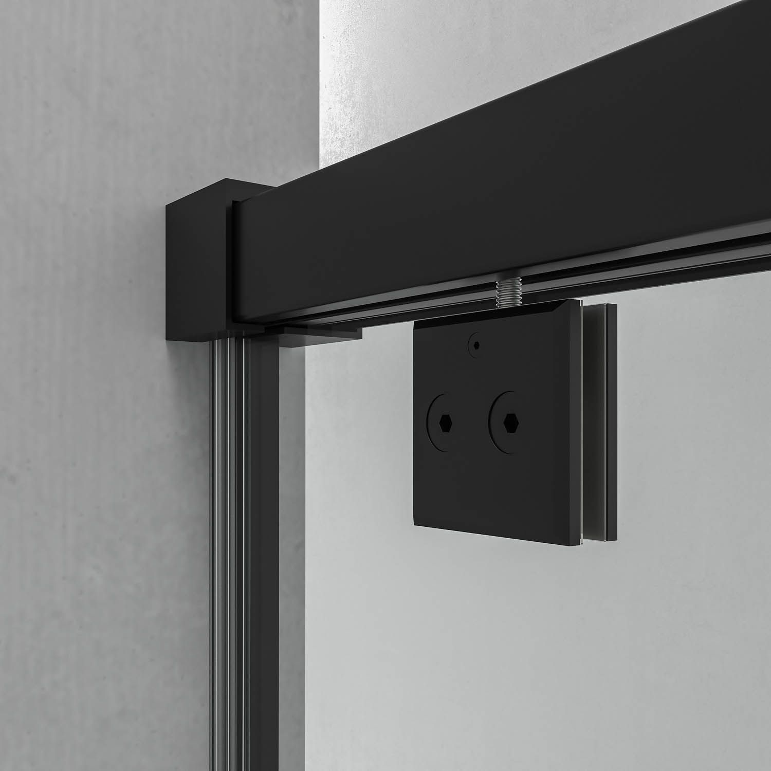 Mampara de ducha frontal LIFE 1 fijo + 1 puerta corredera Serigrafiada vidrio 8 mm con cierre amortiguado. Acabado NEGRO MATE - Imagen 9