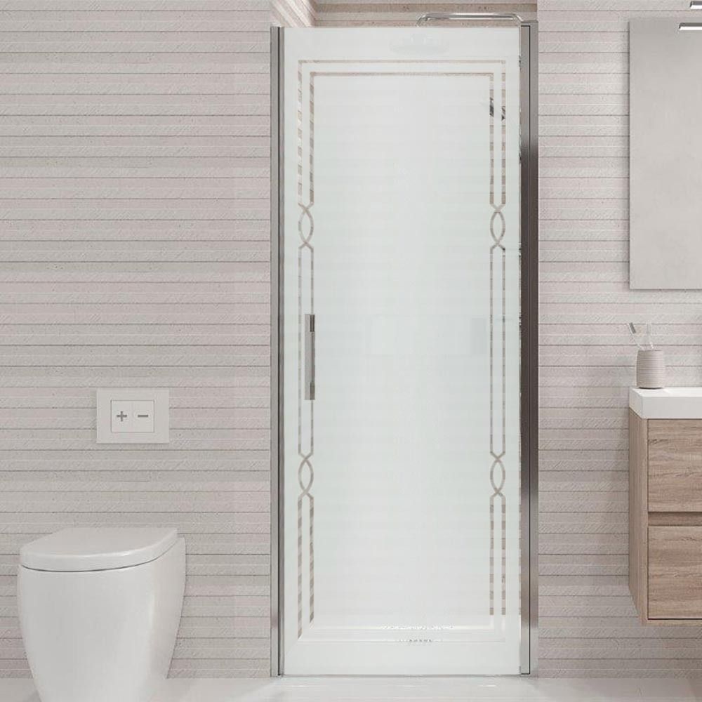Mampara de ducha frontal OPEN 1 puerta SERIGRAFIA abatible a medida acabado CROMO BRILLO - Imagen 2
