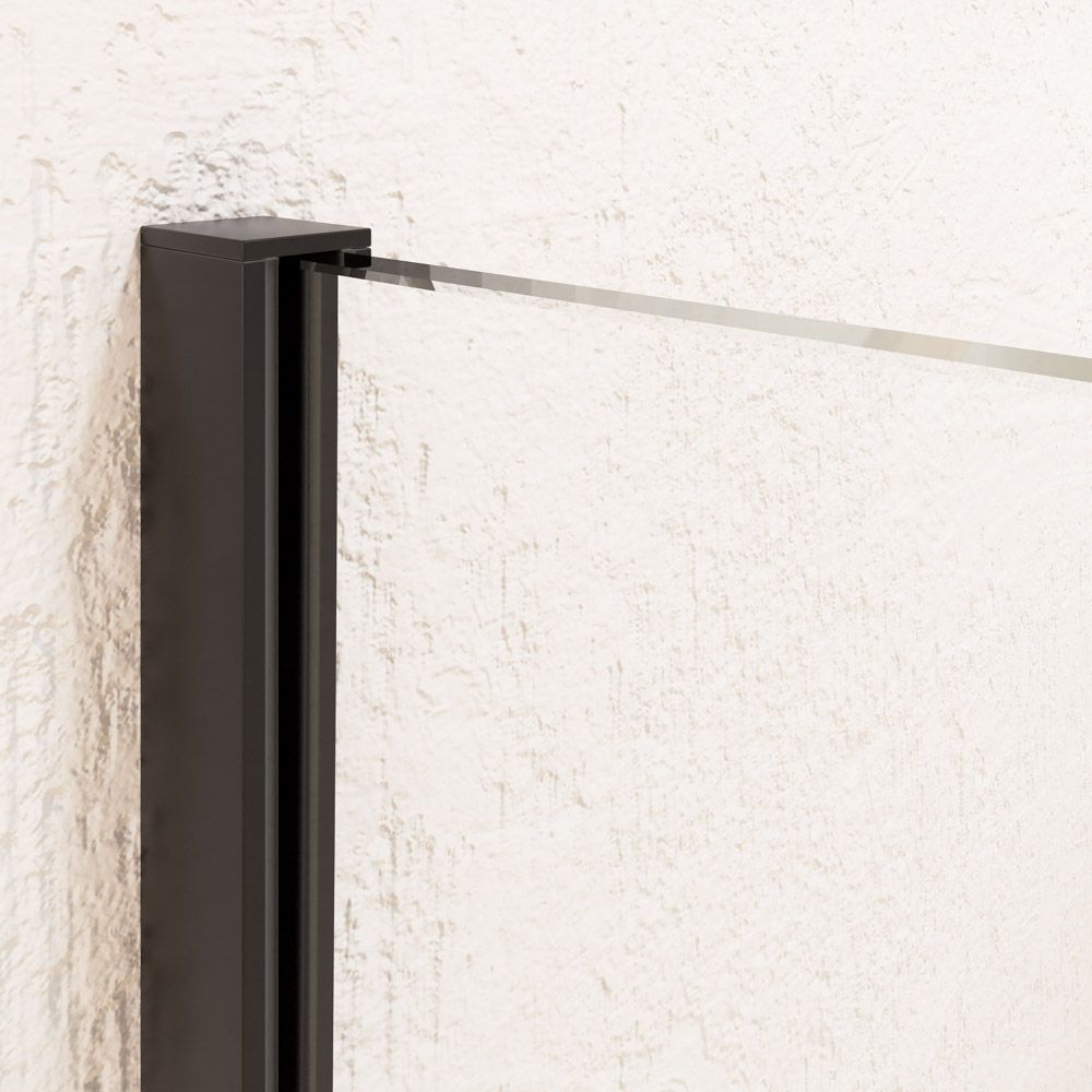 Mampara de ducha VERONA frontal abierta 1 fijo- 1 puerta corredera acabado. NEGRO MATE - Imagen 7