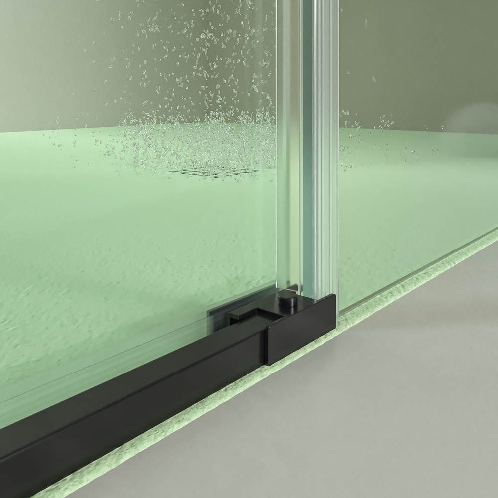 Mampara de ducha PETRA frontal 1 fijo - 1 puerta corredera vidrio 6 mm . Acero inoxidable NEGRO MATE - Imagen 8