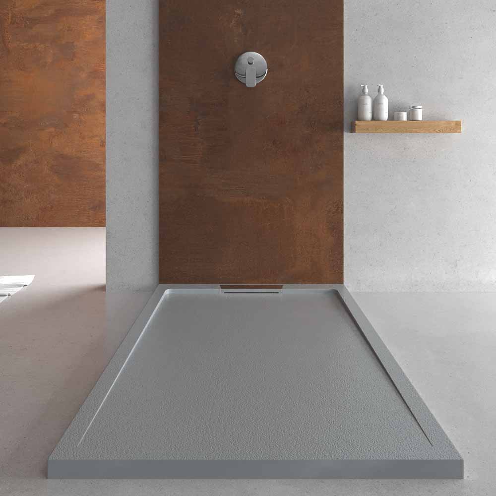 Plato ducha resina STYLE - color gris RAL-7040 y otros - textura pizarra - antibacteriano y antideslizante. Rejilla oculta - Imagen 3