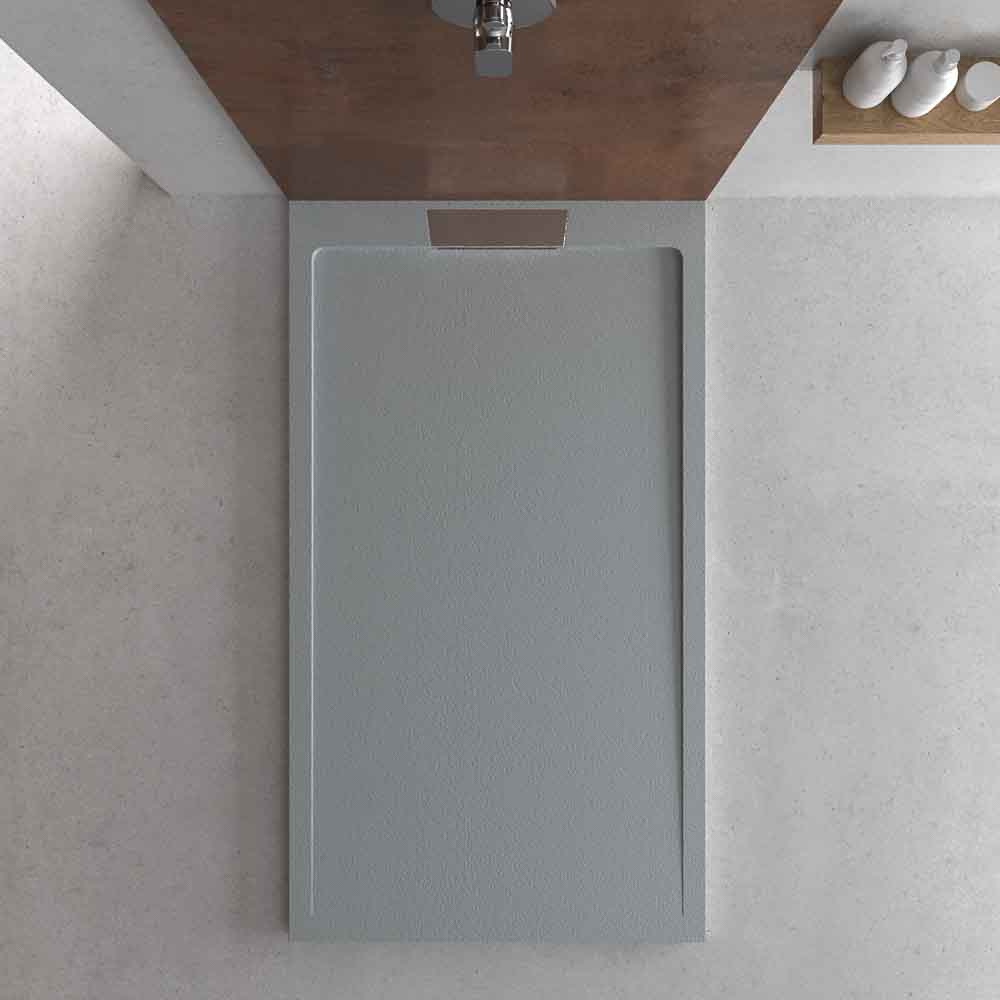 Plato ducha resina STYLE - color gris RAL-7040 y otros - textura pizarra - antibacteriano y antideslizante. Rejilla oculta