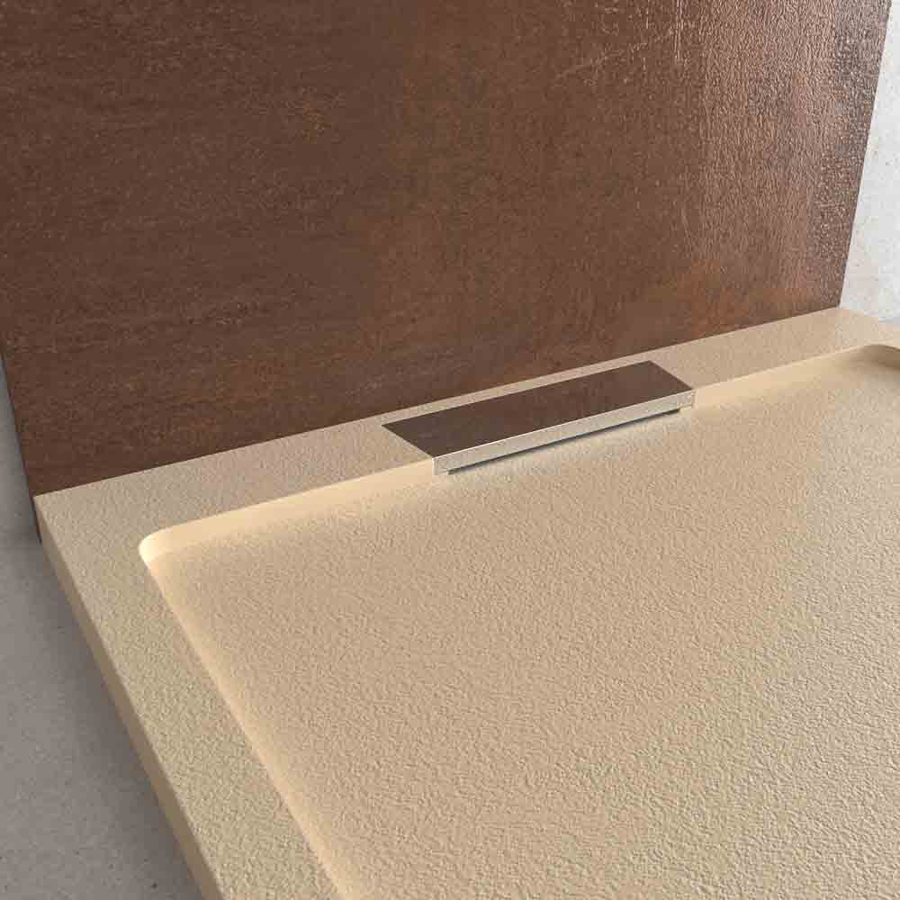 Plato ducha resina STYLE - color crema intenso RAL-1015 y otros - textura pizarra - antibacteriano y antideslizante. Rejilla oculta - Imagen 5