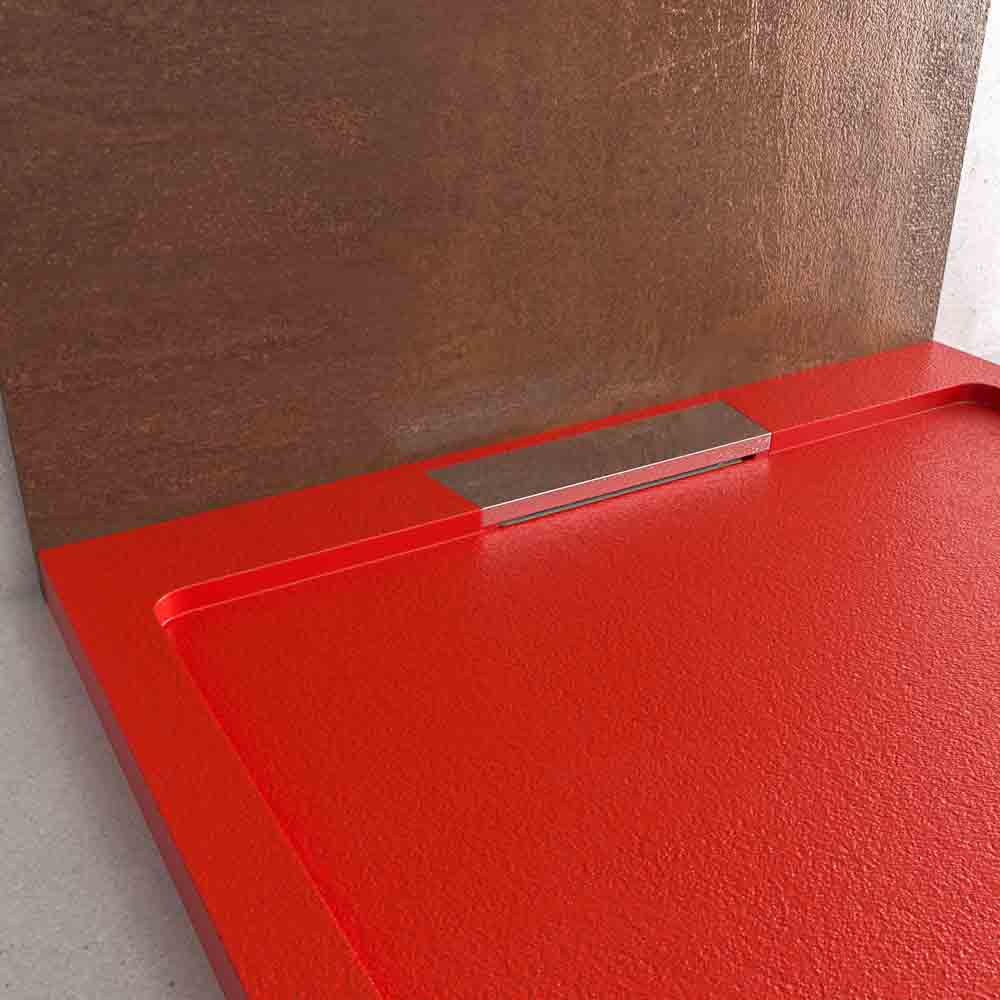 Plato ducha resina STYLE - color rojo RAL-3020 y otros - textura pizarra - antibacteriano y antideslizante. Rejilla oculta - Imagen 5