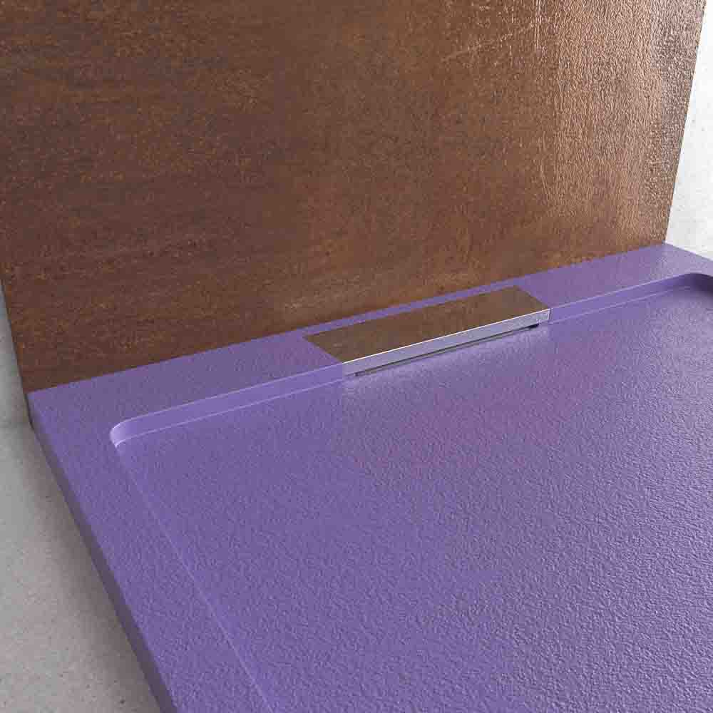 Plato ducha resina STYLE - color lila RAL-4005 y otros - textura pizarra - antibacteriano y antideslizante. Rejilla oculta - Imagen 5