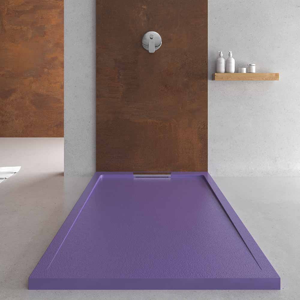 Plato ducha resina STYLE - color lila RAL-4005 y otros - textura pizarra - antibacteriano y antideslizante. Rejilla oculta - Imagen 3