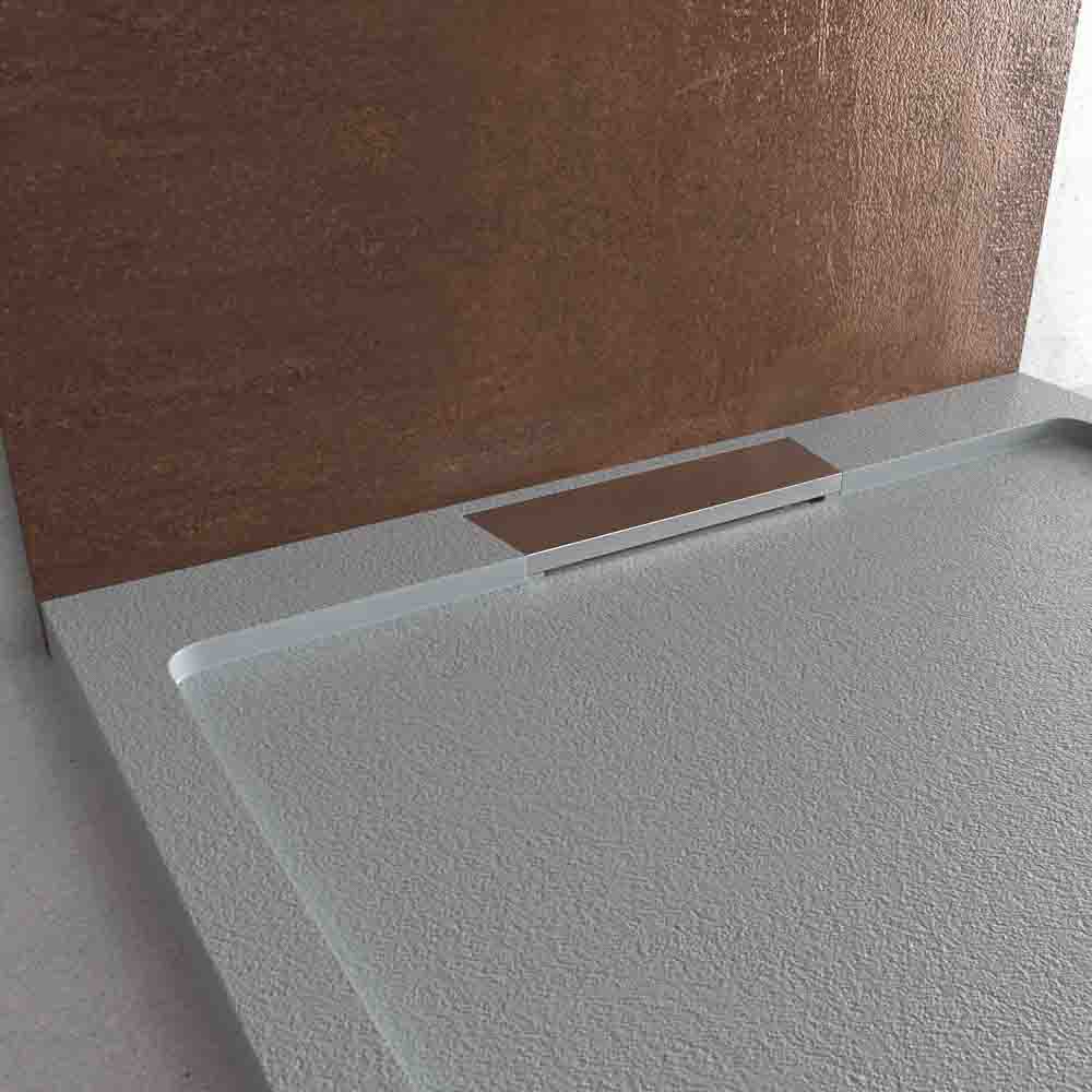Plato ducha resina STYLE - color gris RAL-7040 y otros - textura pizarra - antibacteriano y antideslizante. Rejilla oculta - Imagen 5