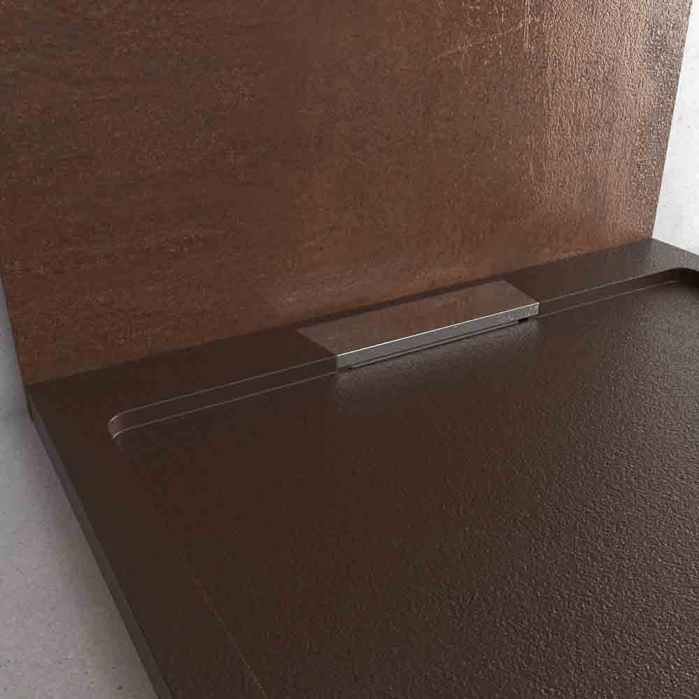 Plato ducha resina STYLE - color chocolate RAL-8017 y otros - textura pizarra - antibacteriano y antideslizante. Rejilla oculta - Imagen 5