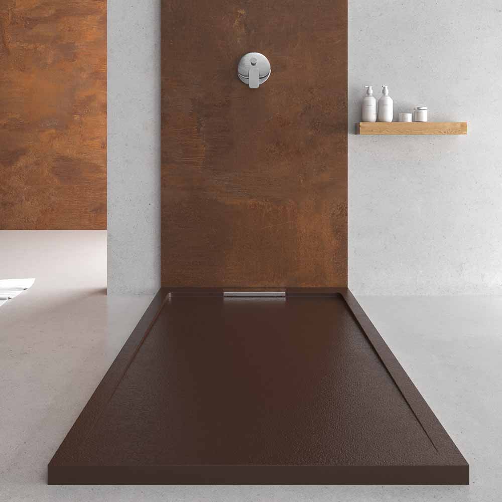Plato ducha resina STYLE - color chocolate RAL-8017 y otros - textura pizarra - antibacteriano y antideslizante. Rejilla oculta - Imagen 3