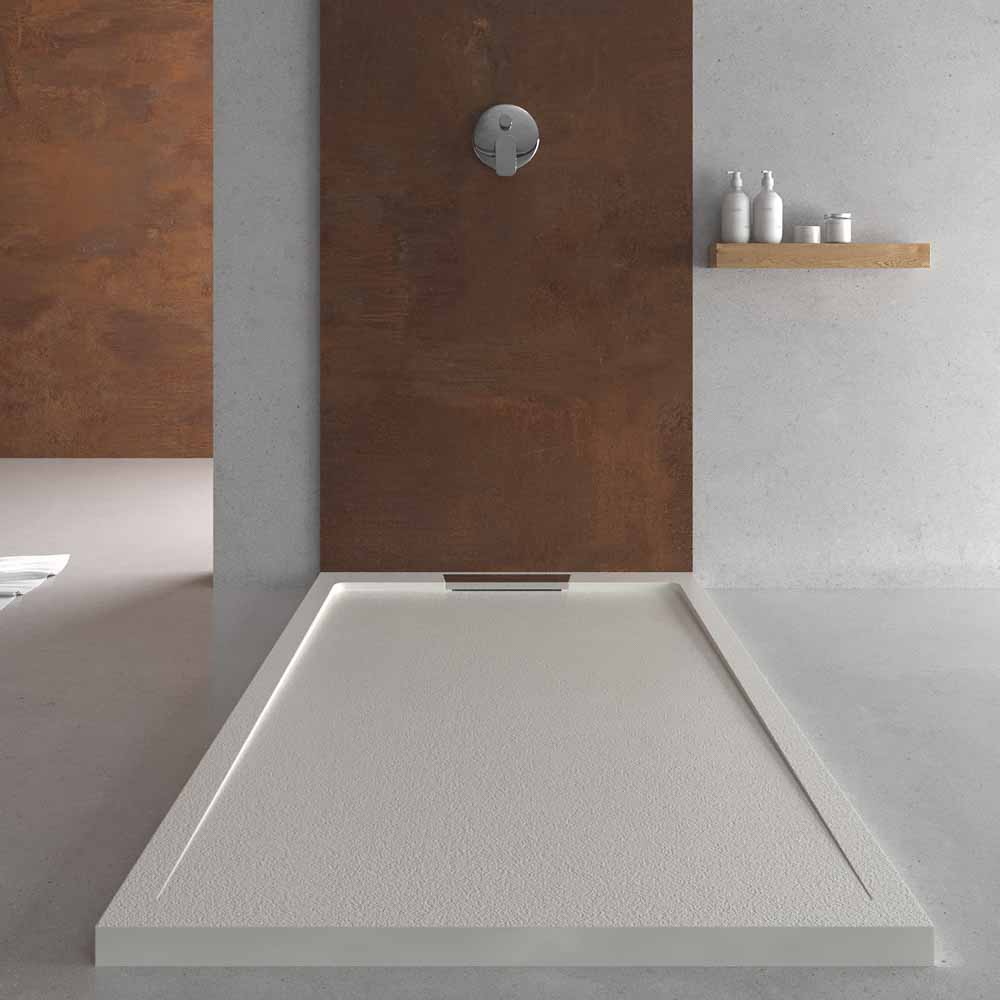 Plato ducha resina STYLE - color blanco RAL-9003 y otros - textura pizarra - antibacteriano y antideslizante. Rejilla oculta - Imagen 3