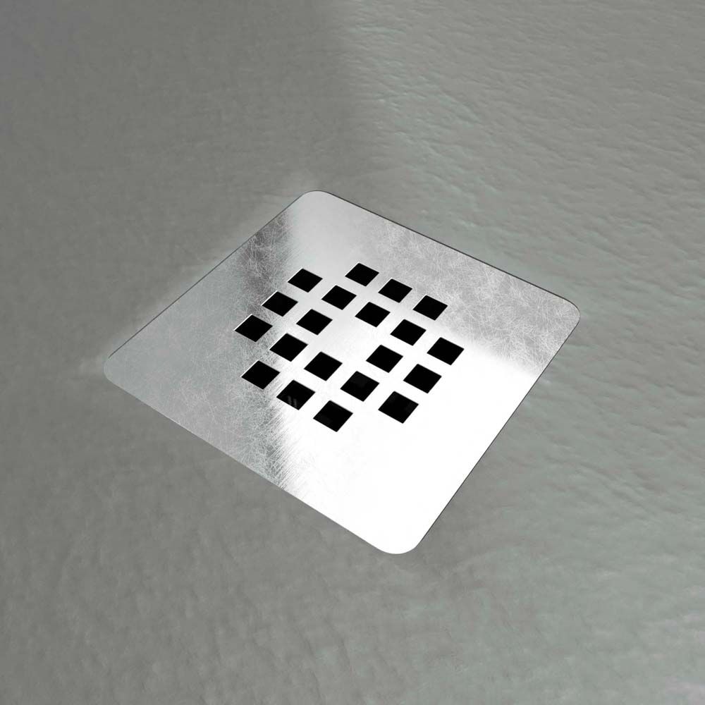 Plato ducha resina ONE Gris Cemento RAL 7005 y otros colores con textura pizarra antibacteriano y antideslizante. Rejilla inox - Imagen 3