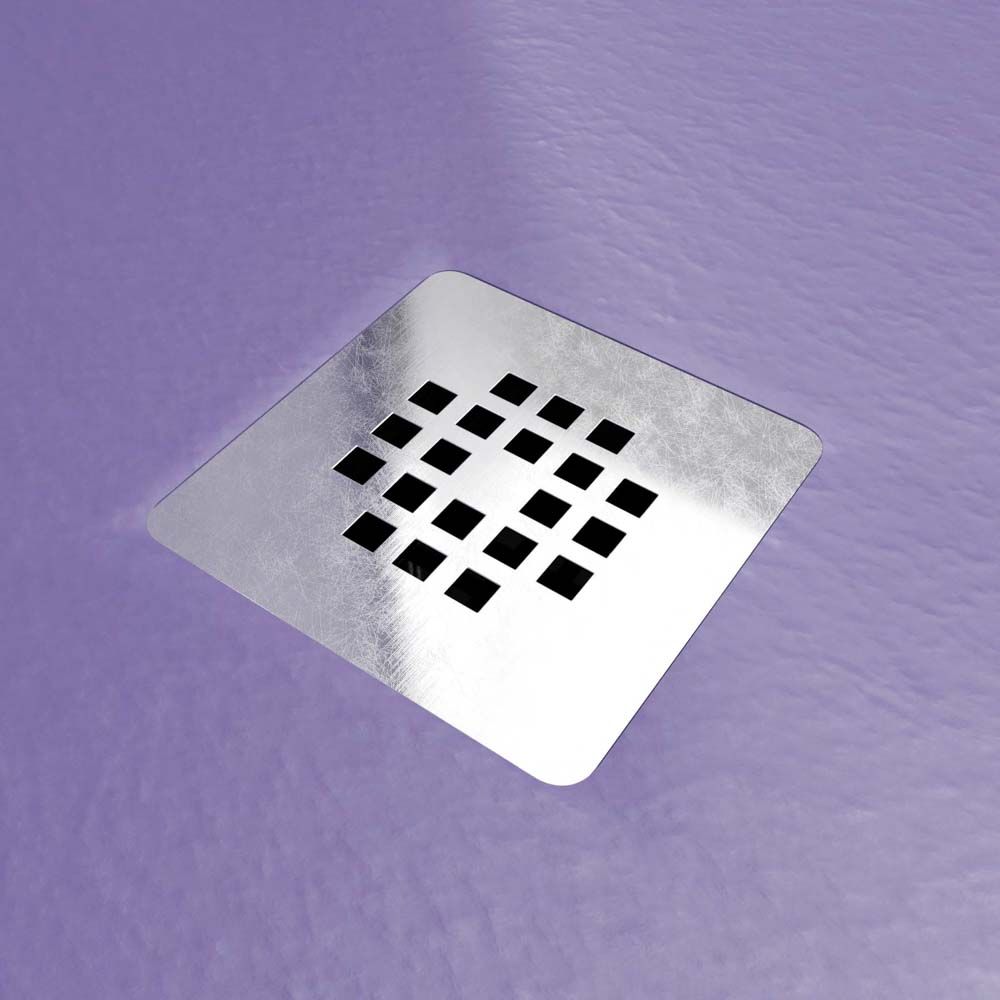 Plato ducha resina ONE Lila RAL 4005 y otros colores con textura pizarra antibacteriano y antideslizante. Rejilla inox - Imagen 3
