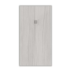 Plato de ducha resina textura pizarra acabado efecto Madera Chopo Blanco - antideslizante STONE 3D moderno