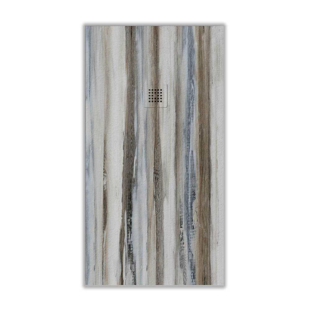 Plato de ducha resina textura pizarra acabado efecto Madera Vintage Blue - antideslizante STONE 3D moderno