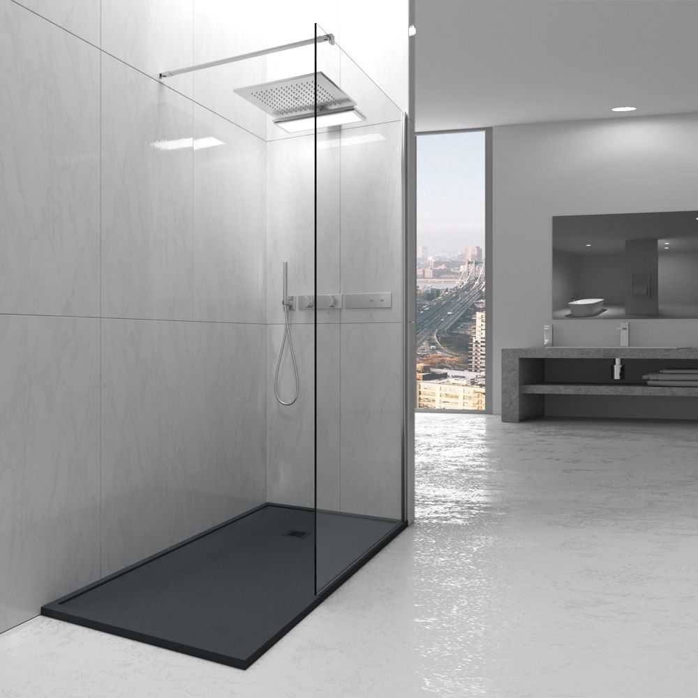 Plato ducha resina enmarcado ABSOLUTE Grafito - textura pizarra - antibacteriano y antideslizante. Colores a elegir. - Imagen 3