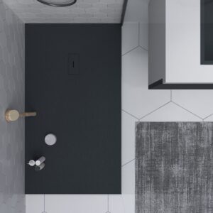 Plato ducha de resina AGAPE Grafito y otros colores exclusivos - con textura pizarra - antibacteriano y antideslizante