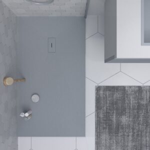 Plato ducha de resina AGAPE Gris Cemento y otros colores exclusivos - con textura pizarra - antibacteriano y antideslizante