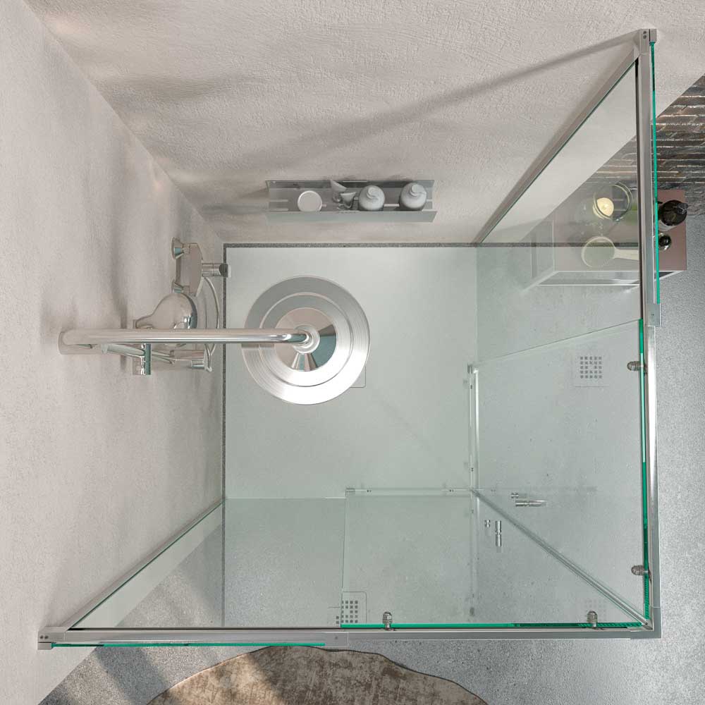 Mampara de ducha AXER cuadrada 2 fijos - 2 puertas correderas vidrio 6 mm. ACERO INOXIDABLE - Imagen 3