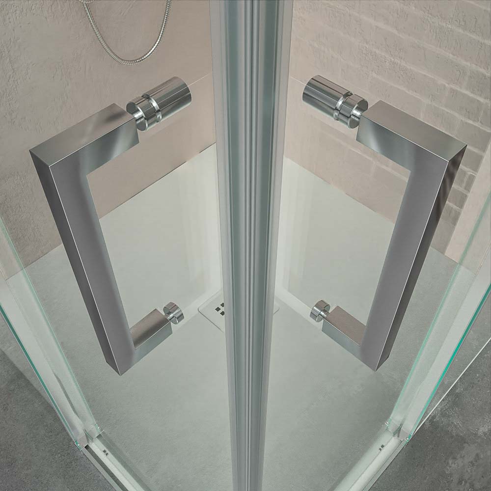 Mampara de ducha AXER rectangular 2 fijos - 2 puertas correderas vidrio 6 mm. ACERO INOXIDABLE - Imagen 4