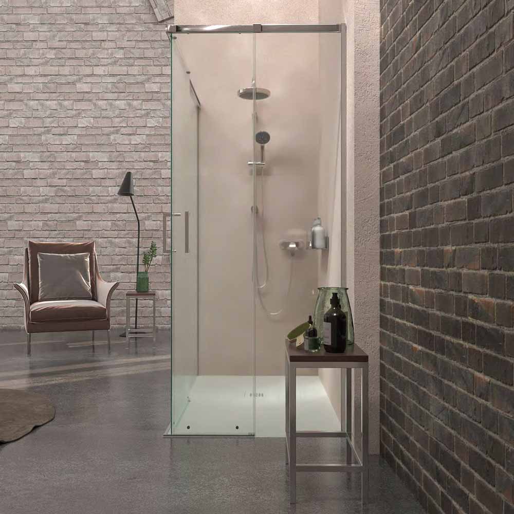 Mampara de ducha AXER rectangular 2 fijos - 2 puertas correderas vidrio 6 mm. ACERO INOXIDABLE - Imagen 3