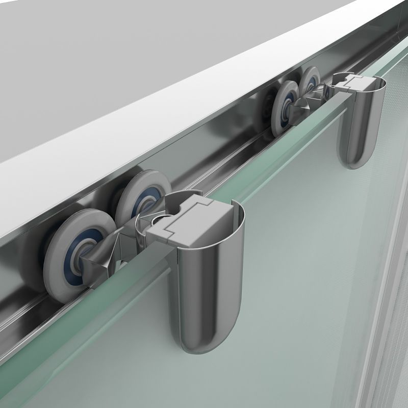 Mampara de ducha frontal GLISS 2 fijos -2 puertas correderas vidrio OPACO. Con tratamiento anti-cal. Acabado CROMO BRILLO - Imagen 4