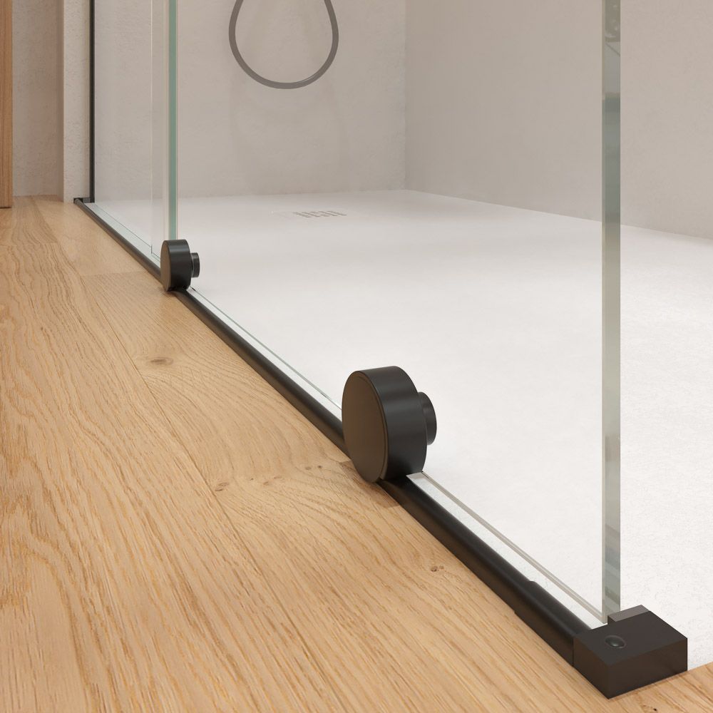 Mampara de ducha VERONA frontal abierta 1 fijo- 1 puerta corredera acabado. NEGRO MATE - Imagen 6