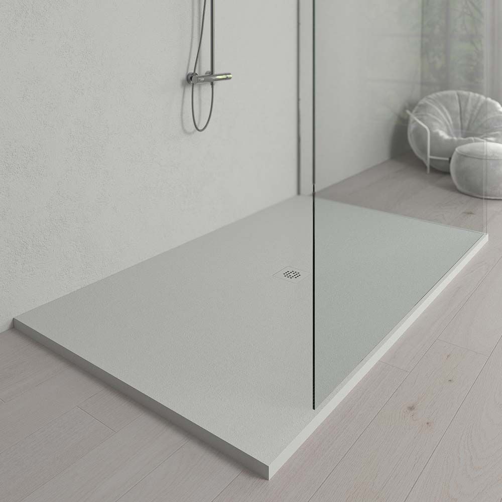 Plato ducha resina Extragrande XXL con textura pizarra y antideslizante ARENA Ral 7035 - Imagen 2