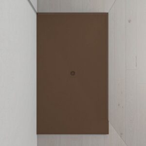 Plato ducha resina Extragrande XXL con textura pizarra y antideslizante MARRON Ral 8014