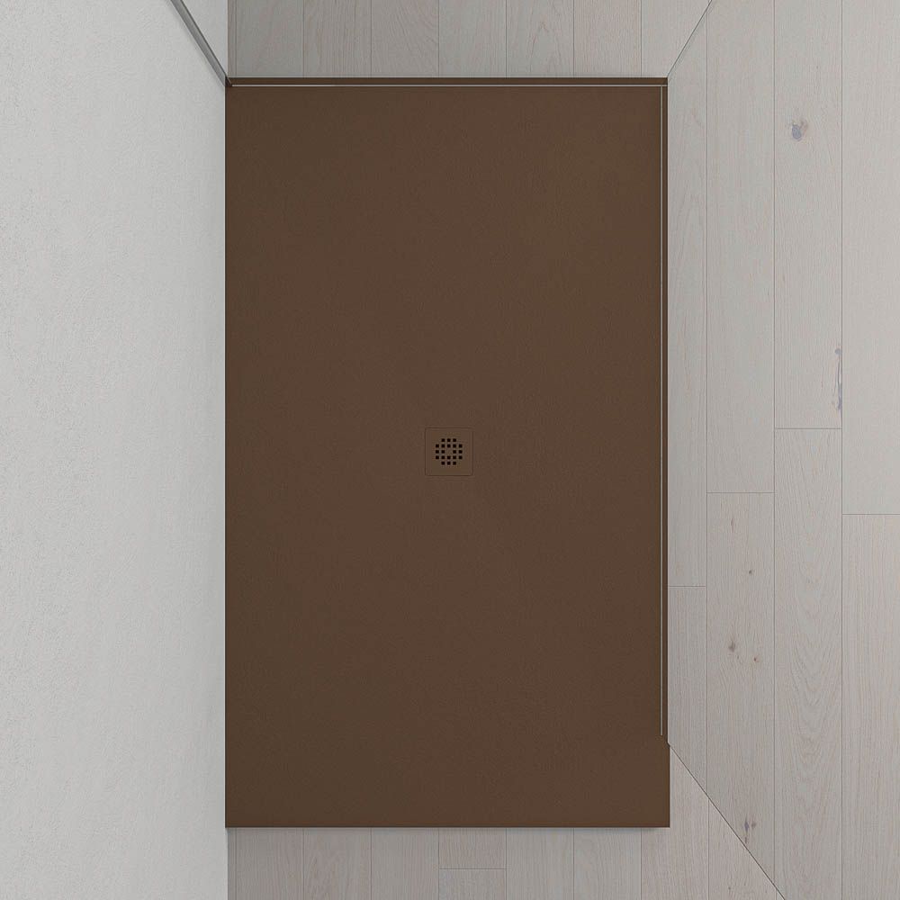 Plato ducha resina Extragrande XXL con textura pizarra y antideslizante MARRON Ral 8014
