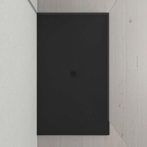 Plato ducha resina Extragrande XXL  con textura pizarra y  antideslizante NEGRO Ral  9005