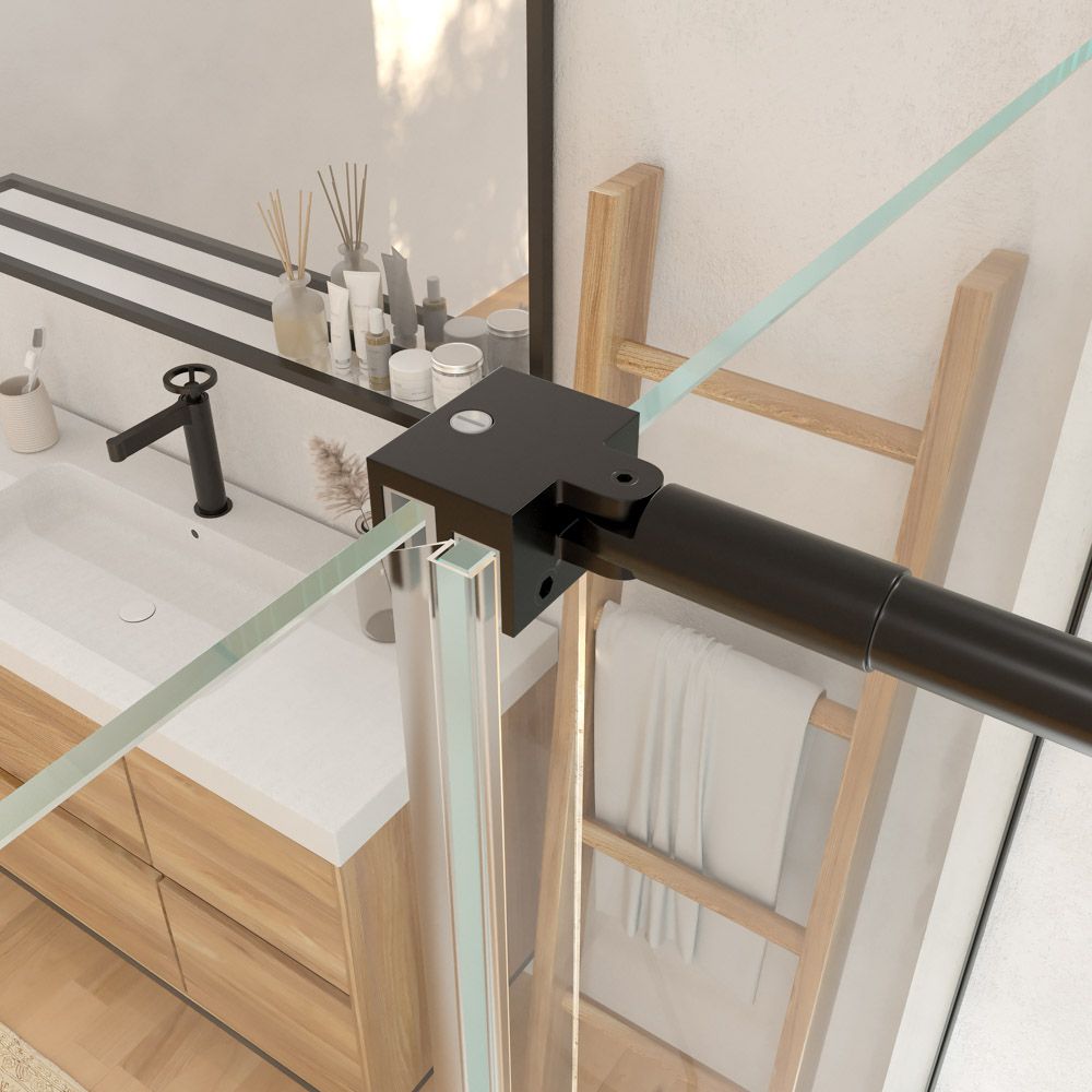 Mampara de ducha VERONA frontal abierta 1 fijo- 1 puerta corredera acabado. NEGRO MATE - Imagen 5