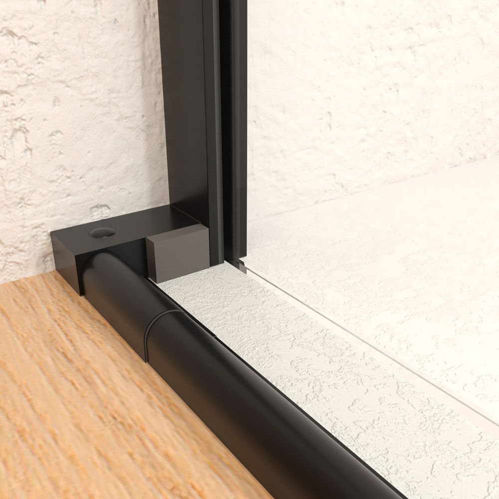 Mampara de ducha VERONA frontal abierta 1 fijo- 1 puerta corredera acabado. NEGRO MATE - Imagen 4