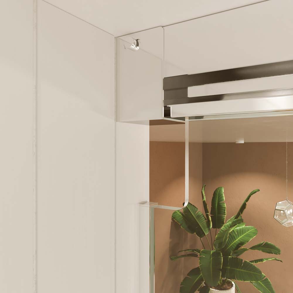 Mampara de ducha TECH HIGH rectangular 1 fijo - 1 puerta corredera + 1 fijo vidrio 8 mm. ACERO INOXIDABLE Fábricada a techo - Imagen 4