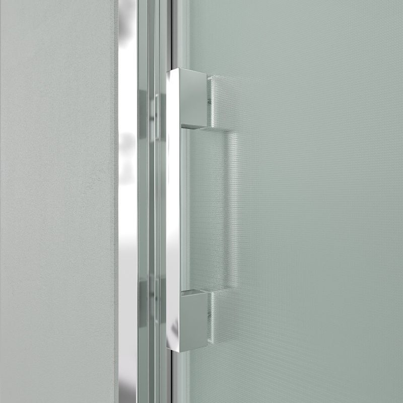 Mampara de ducha frontal GLISS 1 fijo -1 puerta corredera vidrio OPACO . Acabado CROMO BRILLO - Imagen 2