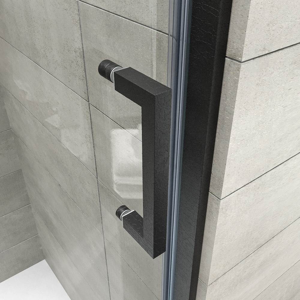Mampara de ducha NOVUM frontal 1 fijo - 1 puerta corredera vidrio transparente 6 mm. CUERO NEGRO - Imagen 3