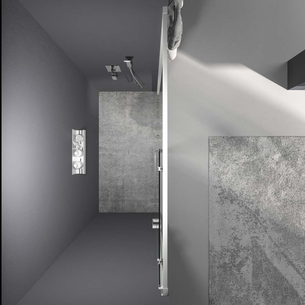 Mampara de ducha frontal LINEA1 fijo -1 puerta corredera. Sin perfil inferior. Acabado GRIS CLARO - Imagen 5